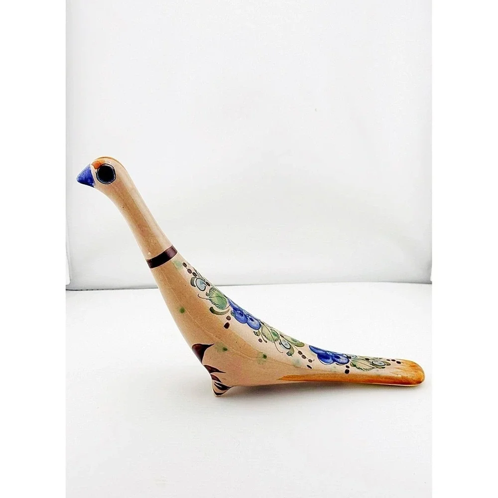Vintage Tonala Mexican pottery hand painted dove 1970's-80's. About 7